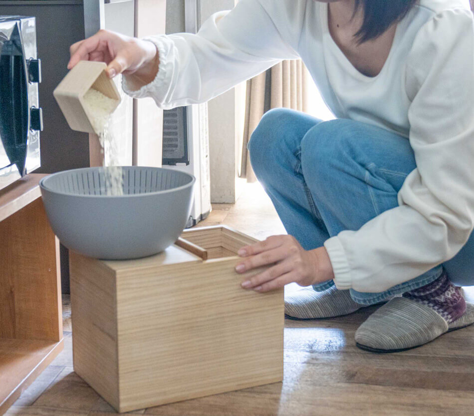 米びつ 緑色とクリーム色 60℃耐熱 Shiying 米びつ おしゃれ 米入れ 米