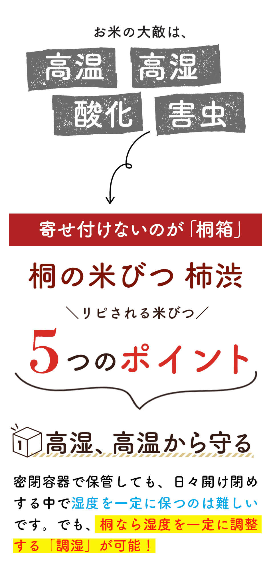 増田桐箱店 米びつ 黒 柿渋 米櫃 桐製