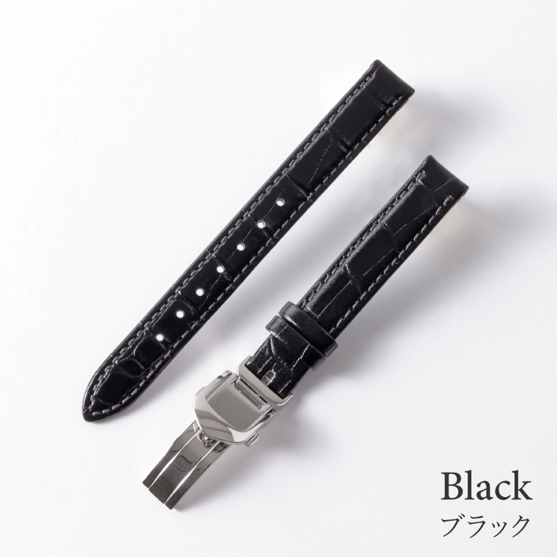 BAMBI 本革 撥水 Dバックル付き 時計ベルト 型押し 10mm 11mm