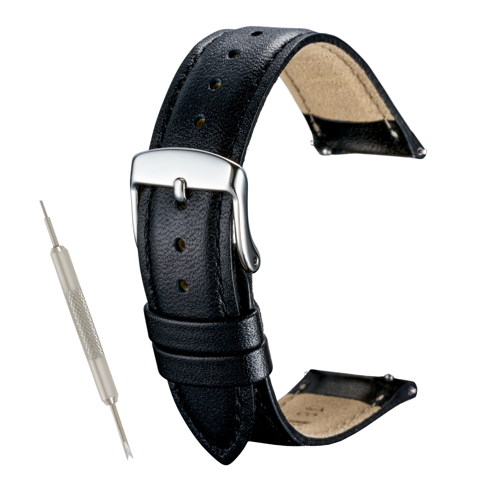 【レバータイプ】撥水 本革ベルト  10mm 11mm 12mm 13mm 14mm 16mm 17mm 18mm 19mm 20mm 21ｍｍ 22mm 奇数幅 レザー 時計ベルト 牛革 クリッカー バンビ MC002 | BAMBI | 01