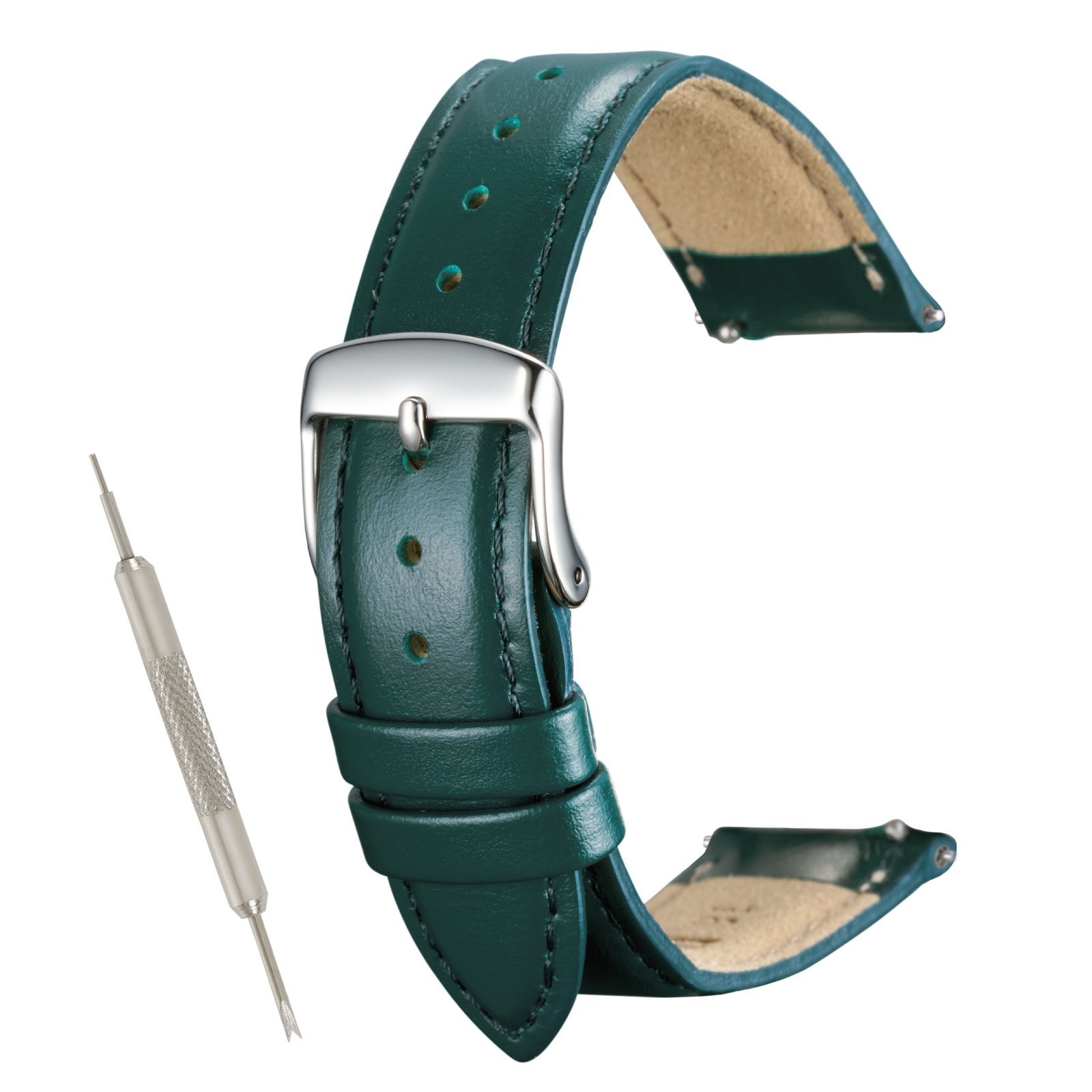 【レバータイプ】撥水 本革ベルト  10mm 11mm 12mm 13mm 14mm 16mm 17mm 18mm 19mm 20mm 21ｍｍ 22mm 奇数幅 レザー 時計ベルト 牛革 クリッカー バンビ MC002 | BAMBI | 10