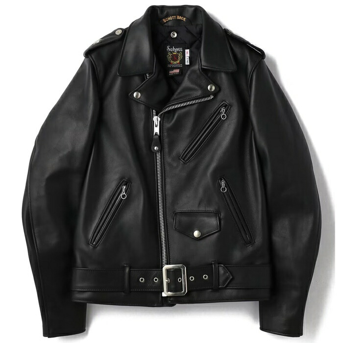 Schott ダブルライダース 38 ショット 24karats ワンスター 黒 SCHOTT（ショット） 613US ONE STAR TALL ワンスター トール レザー
