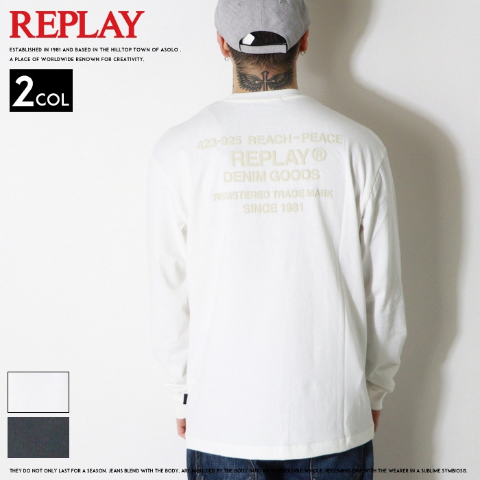 REPLAY（リプレイ） tシャツ 長袖 ロンT プリント ロゴ アメカジ 