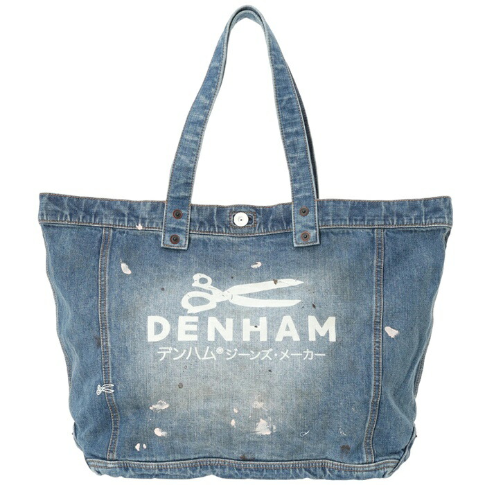 【ムータマリン】ロゴマーク多数 肩掛けデニムトートバッグ 男女兼用 DENHAM（デンハム） トートバッグ デニム ロゴ かばん アメカジ メンズ