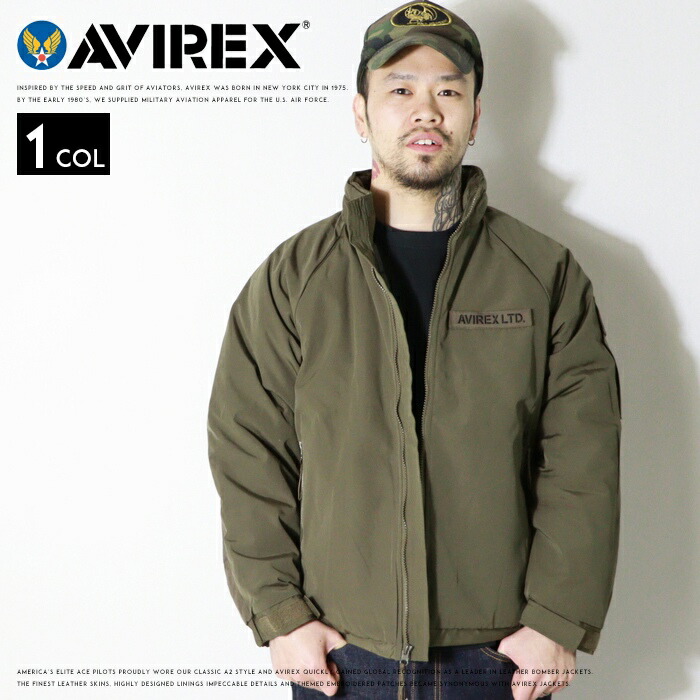 M.W.S ワークジャケット ミリタリー カーキ 背面ビッグロゴ M AVIREX（アヴィレックス） アビレックス アウター ジャケット 中綿