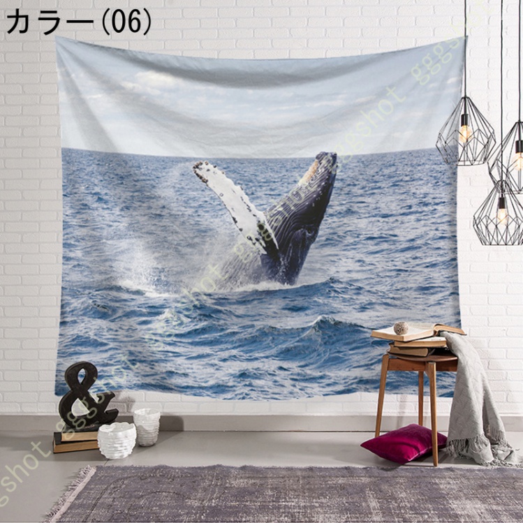 イルカ クジラ 鯨 水彩画 空 壁掛けタペストリー 壁飾り 家 リビングルーム ベッドルーム 部屋 おしゃれ飾り クジラタペストリ 装飾壁掛けタペストリー｜msk1-st｜07