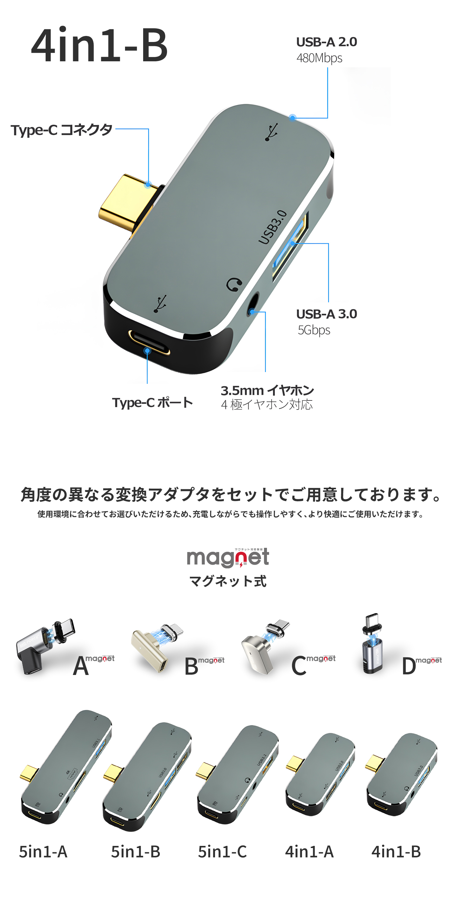 MSL FORCE 【最大600円引き】USB-C ハブ 5in1 HDMI 4K/60Hz PD100W
