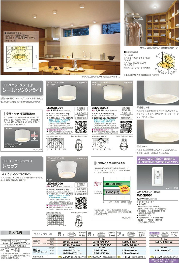 東芝 LEDG85001 LED小形シーリングライト 天井・壁面直付形 下面開放型
