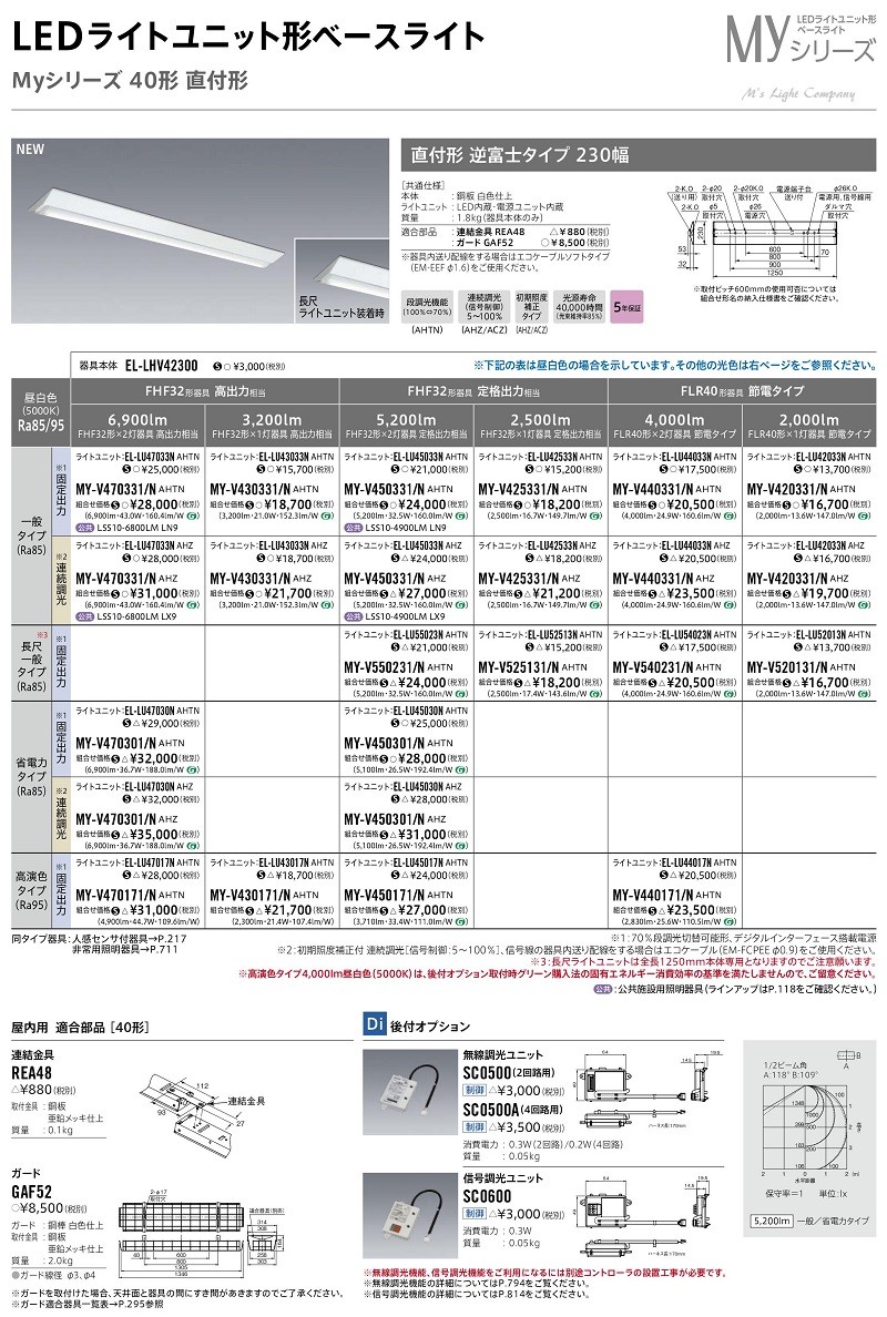 三菱 MY-V440331/N AHTN 直付形 逆富士タイプ 230幅 昼白色 4000lm