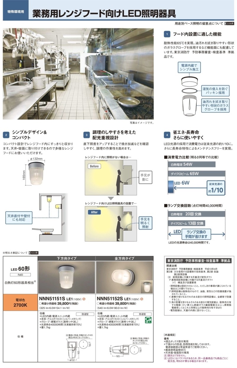 パナソニック NNN51151S LE1 キッチンライト 業務用レンジフード向け