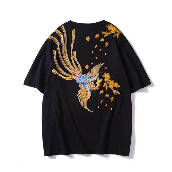 Ｔシャツ メンズ 半袖 夏服 プルオーバー トップス カジュアル ゆったり和風 和柄 お兄系 刺繍 鳳凰 おしゃれ アウトドア  夏サマー | ブランド登録なし | 02
