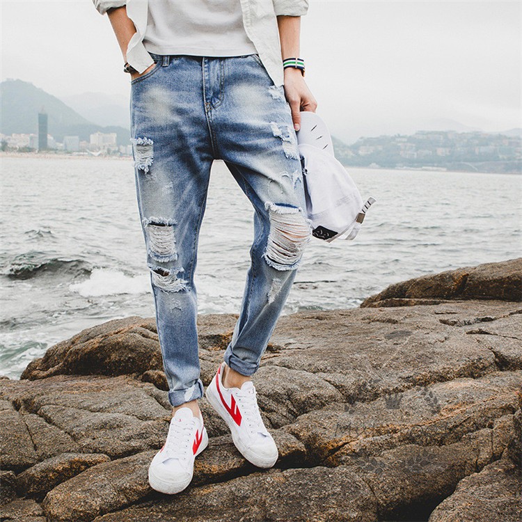 デニムパンツ メンズ ジーンズ おしゃれ Gパン ダメージ加工 紳士服 ボトムス カジュアル 春夏秋 欧米風 細身 お洒落 個性 ユーズド加工 クラッシュ加工 Yffkcslzgb Sbatextile Com