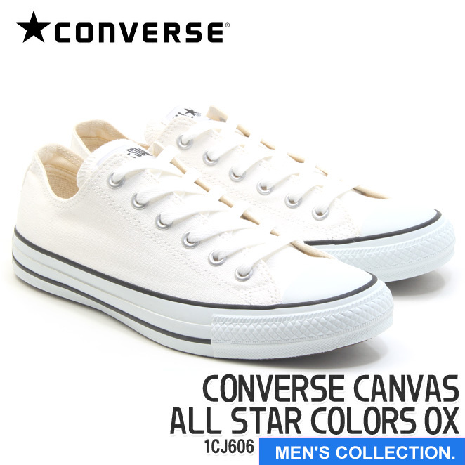 コンバース キャンバス オールスター カラーズ ロー ホワイト/ブラック メンズ ローカット スニーカー CONVERSE CANVAS ALL  STAR COLORS OX 1CJ606