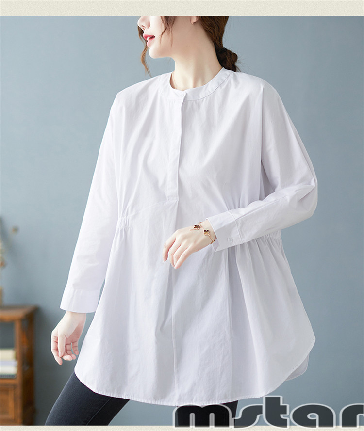 シャツ レディース 長袖 ノーカラー ブラウス ゆったり コーデ トップス カジュアル Pf Mstar Yahoo 店 通販 Yahoo ショッピング
