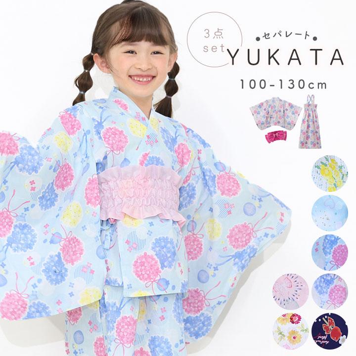 浴衣 子供 ワンピース 上衣 作り帯 浴衣3点セット 子供服 子ども