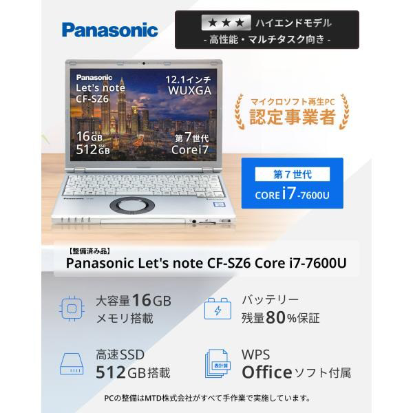 【美品】レッツノート SZ6 i7 1TB 16GB OFFICE 2021 美品】レッツノート SZ6 i7 1TB 16GB OFFICE 2021 Let's note ノート