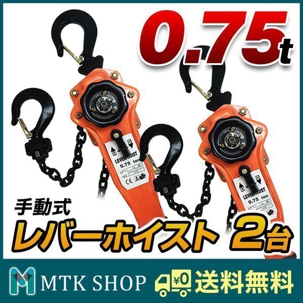 レバーブロック レバーホイスト 0.75t 750kg 2台 セット 手動式 チェーンブロック 防災グッズ LH075-2【SET_2】 :  lh075-2set : mtkshop - 通販 - Yahoo!ショッピング