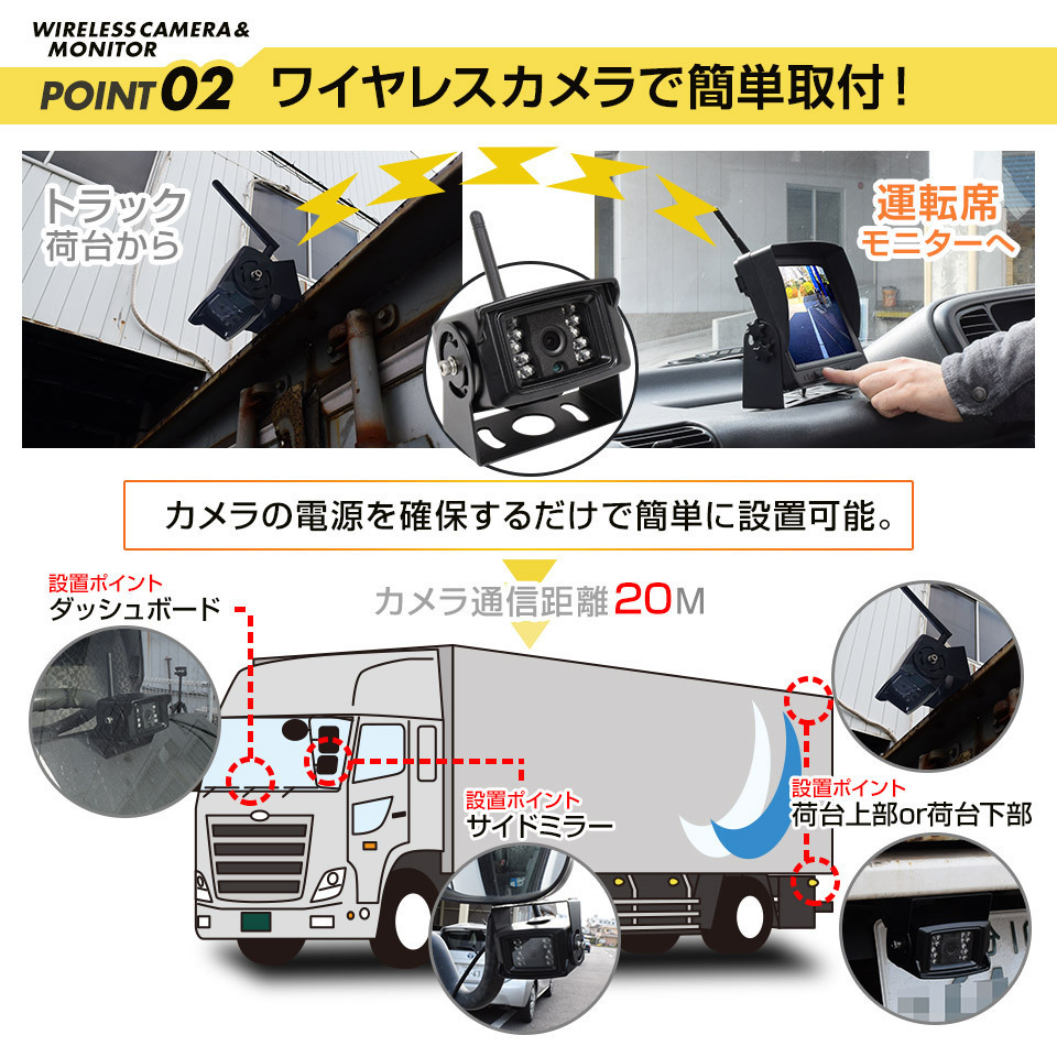 トラック バックカメラ 4台＆9インチモニターセット12V/24V対応