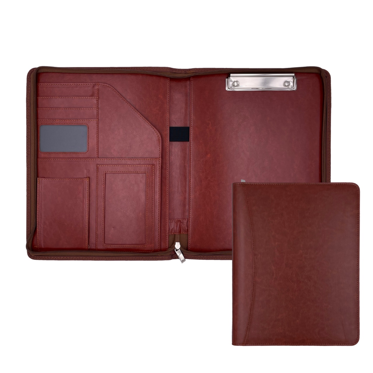 クリップボード A4 PUレザー 多機能 フォルダ 二つ折り ファスナー