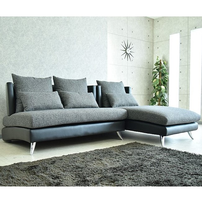 高評価続出！ シェーズロングソファー　ファブリック仕様　 カウチ左右入替え自由　2色選択　脚付き　開梱設置送料無料 【ZYX1226183662】(43900円)