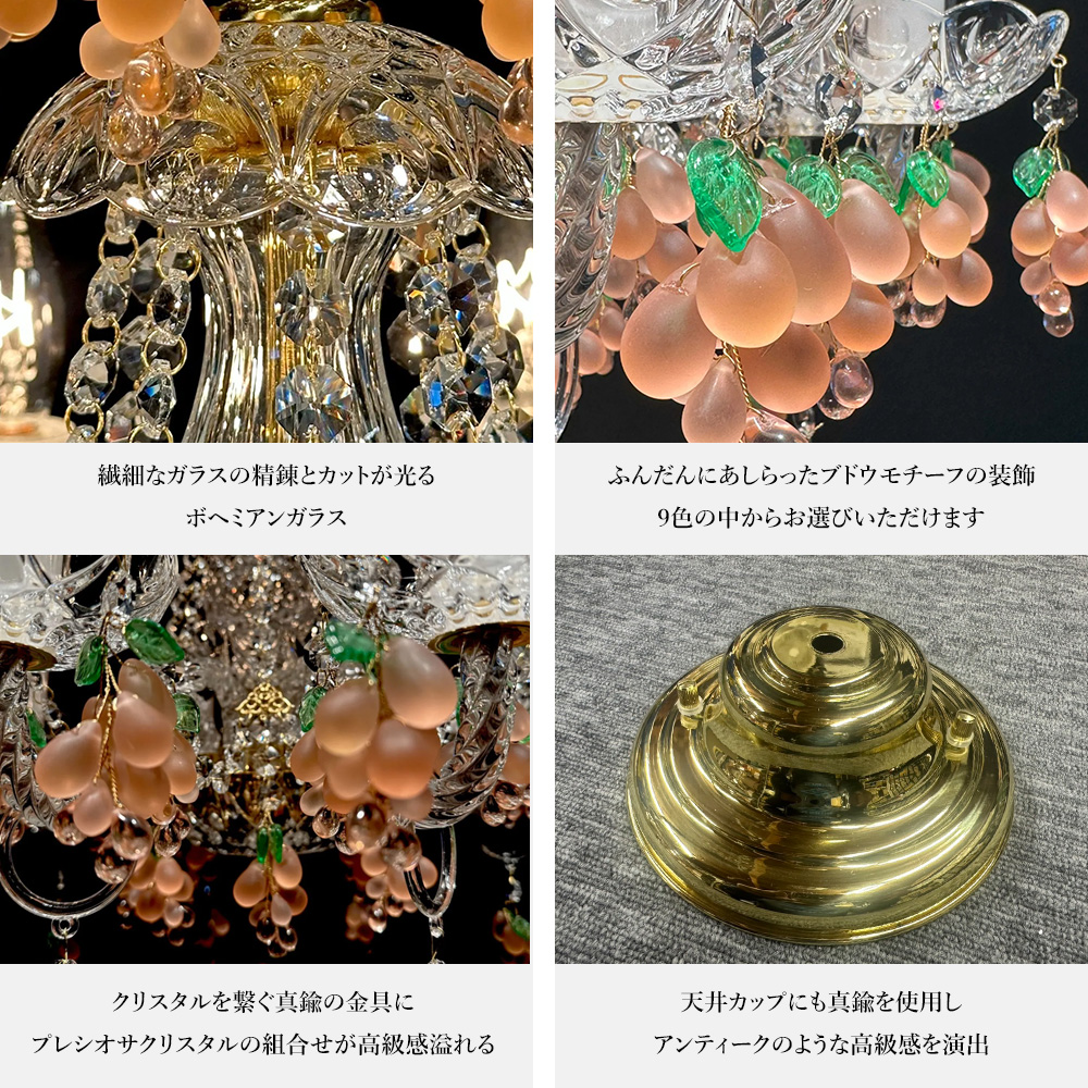 シャンデリア 照明 LED対応 8灯 ボヘミアガラス プレシオサクリスタル