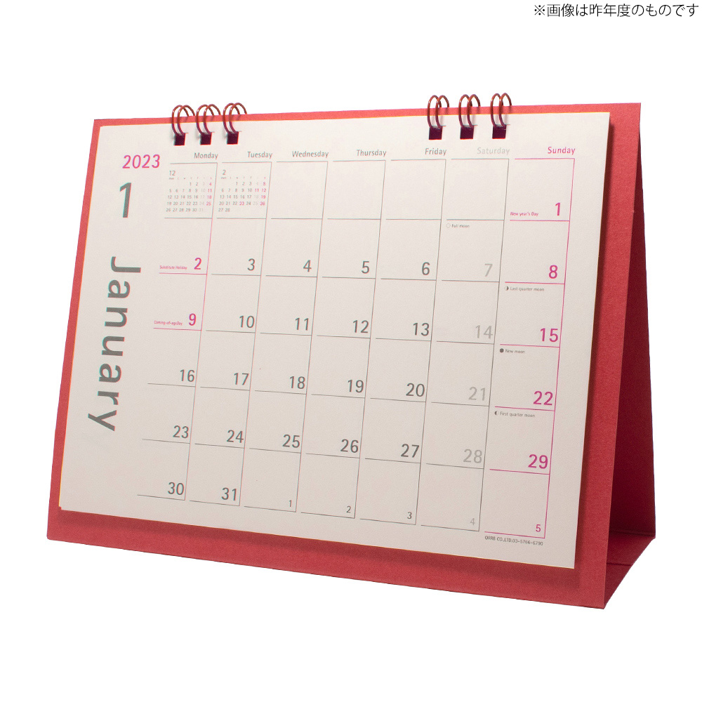 カレンダー 2024 卓上 月曜始まり 書き込み おしゃれ シンプル レッド ブルー ブラック オフィス 仕事 会社 ビジネス｜mu-ra｜02