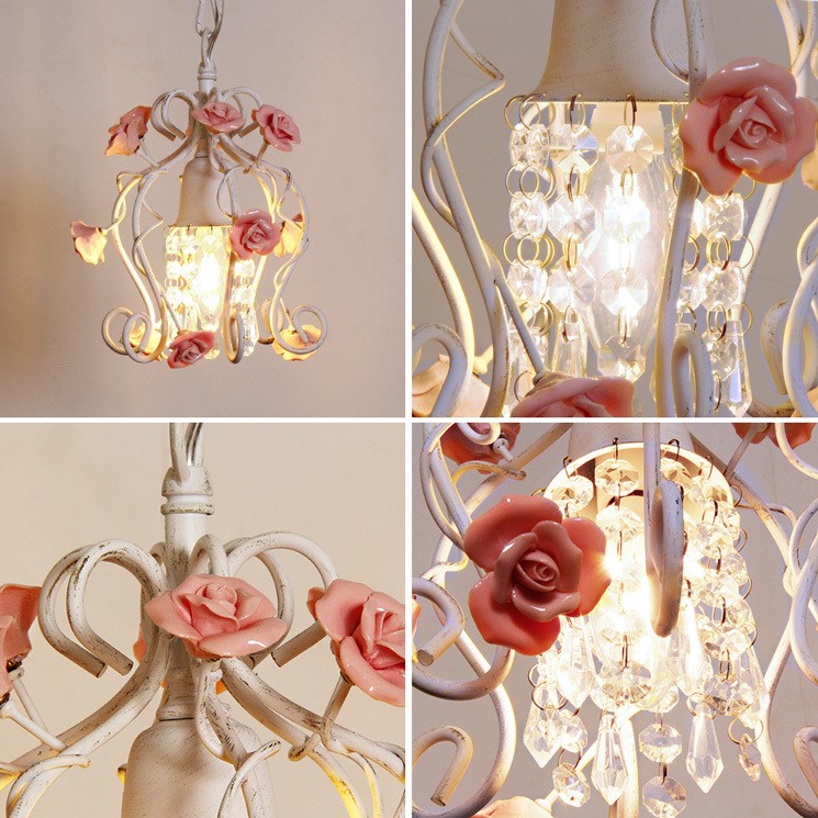 シャンデリア 別売りでリモコン付き LED タンドル 1灯 ホワイト バラ