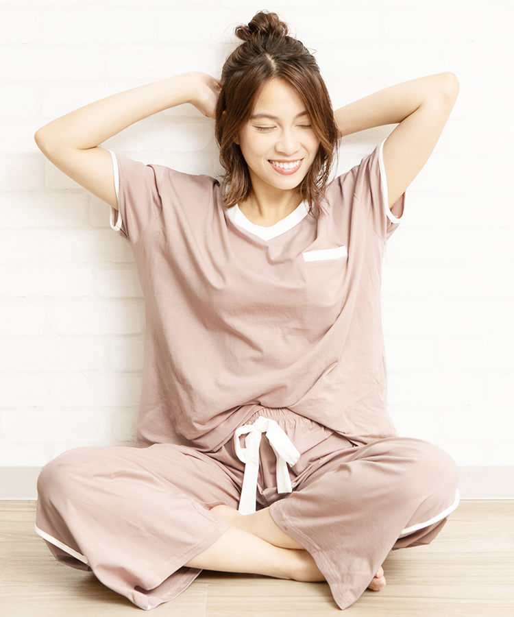 ルームウェア レディース 上下セット 春 パジャマ 部屋着 おしゃれ 可愛い 根巻き Vネック 体型カバー 半袖 長ズボン リラックス プレゼント ギフト 快適 Rw17 001 Mude ムード 通販 Yahoo ショッピング