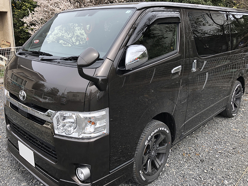 ハイエース200系 ドアバイザー ビッグ ワイドバイザー ダーク パーツ
