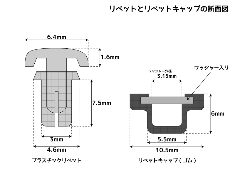 ドアバイザー用 リベット リベットキャップ 10組 プラスチック 留め具 ブラケット 金具 ピン 関連画像2