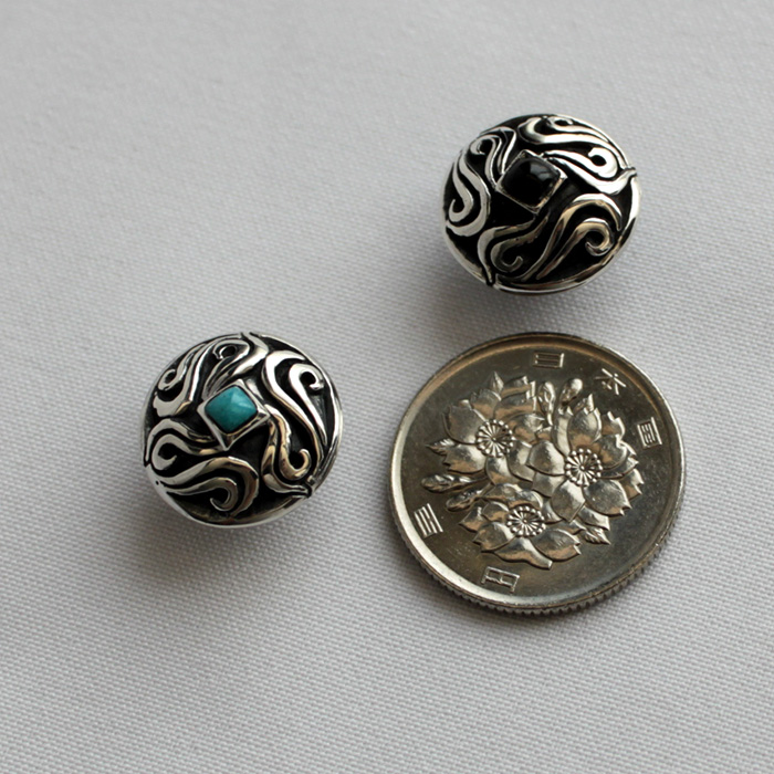 無地　シルバーコンチョ2個 コンチョ シルバー925 ネジ式 パーツ ボタン カスタム 財布 菊