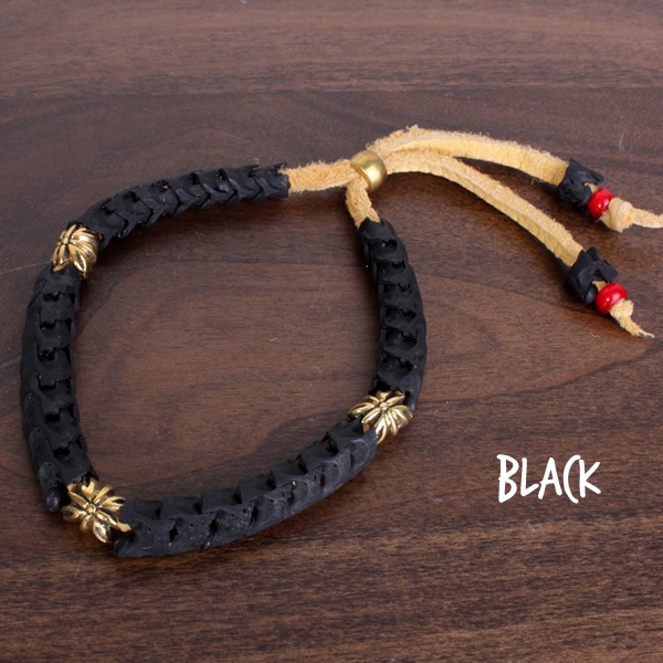 パイソンボーン・鹿紐ブレスレットBRASS/マーブル/ホワイト/ブラック