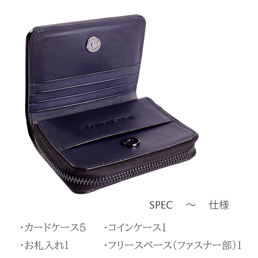 MICKページ　クロコダイル　アリゲーター　コンパクトウォレット　ブラック Alligator“coal black”smart folded〜 #leatherclaft