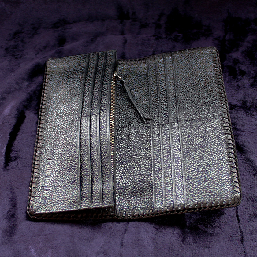 スティングレイ・エイ革長財布/キャビアブラック/ブラックレース編み