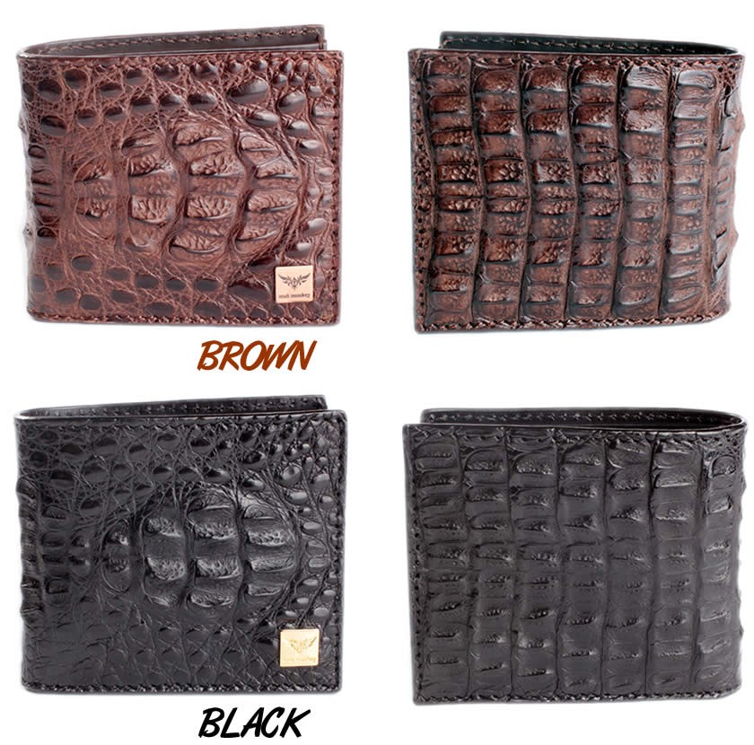 二つ折り財布/ワニ革・サドルレザー/ショートウォレット/カイマン