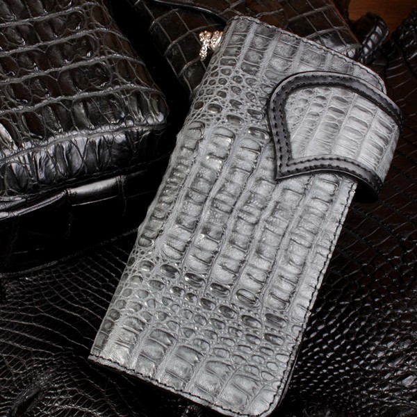 バイカーズウォレット 長財布 クロコダイル 財布・クラウングレー