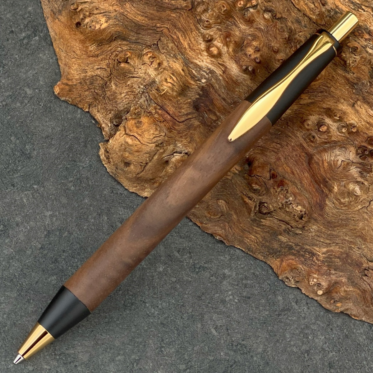 野原工芸　くるみ　胡桃（ブラックウォールナット）　新型　シャープペンシル 胡桃（ブラックウォールナット）のボールペン・スリム – 野原工芸