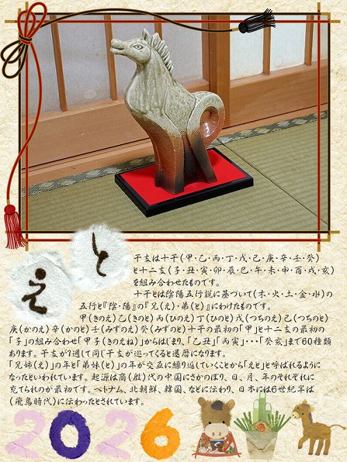 信楽焼 2026年 馬 干支 置物 ビードロ 立ちうま [丙午 午] 陶器 ひのえ
