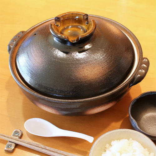 万古焼 土鍋 9号 伊賀風 日本製 [IH 非対応] 3〜4人用 萬古焼 直火