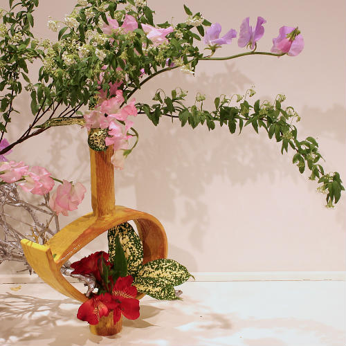 信楽焼 花器 黄釉 リング 自由花 陶器 花瓶 生け花 和風 華道 池坊