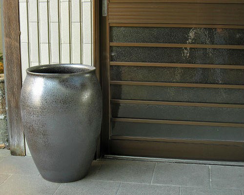 ポイント10倍]信楽焼 大きな 花瓶 ラスターブラック 19号 おしゃれ 大
