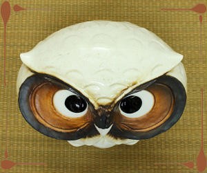 ポイント5倍]信楽焼 光が透ける照明 フクロウ 7号 白 ふくろう 梟 陶器