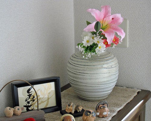 信楽焼 花瓶 チタン 丸 7号 おしゃれ 一輪挿し 小さい 花入 北欧 陶器