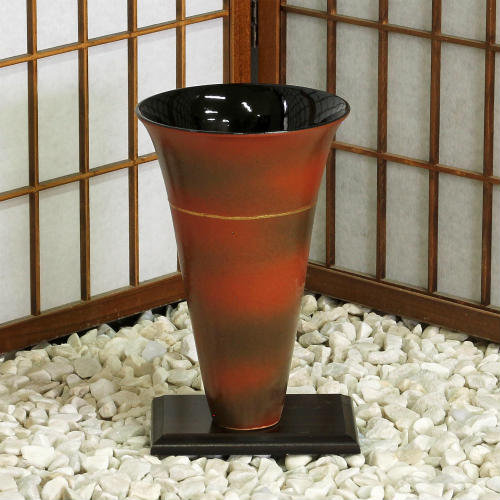 信楽焼 花器 茶 ぼかし 金線 立花 陶器 花瓶 生け花 和風 華道 池坊