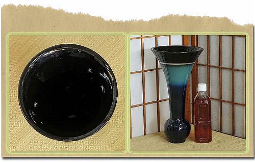 信楽焼 花器 黒 珠 銀線 立花 陶器 花瓶 生け花 和風 華道 池坊 生花用