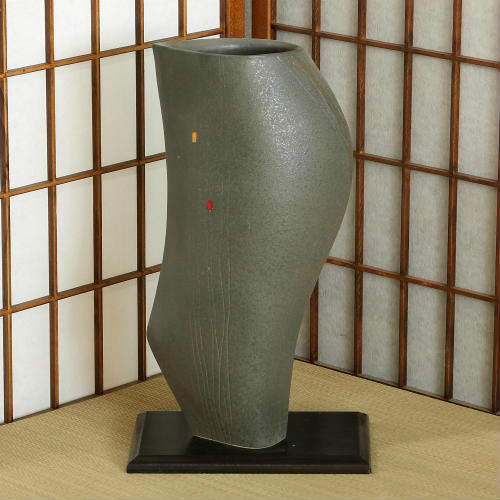信楽焼 花瓶 花器 華道 池坊 嵯峨御流 いぶし窯変 深鉢 大 陶器