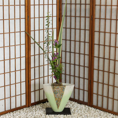 信楽焼 花瓶 花器 華道 池坊 嵯峨御流 布目 合わせ 布張 陶器 生け花