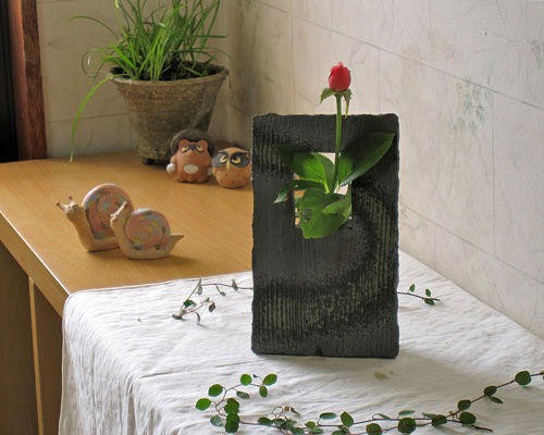 信楽焼 一輪挿し フレーム 小さい 花瓶 陶器 おしゃれ 花入 花びん