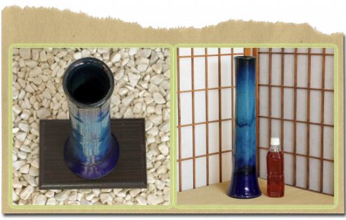 信楽焼 花器 青 ガラス 筒型 在庫数限り 陶器 花瓶 生け花 和風 華道