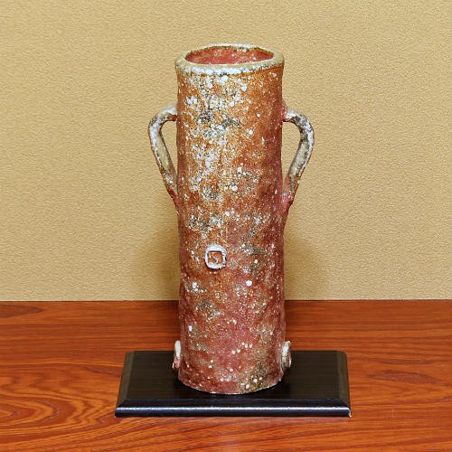 信楽焼 穴窯 登り窯 花瓶 自然釉 緋色 スカーレット 薪 おしゃれ